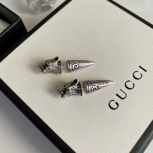 Authentic Gucci Silver Wolf Earrings